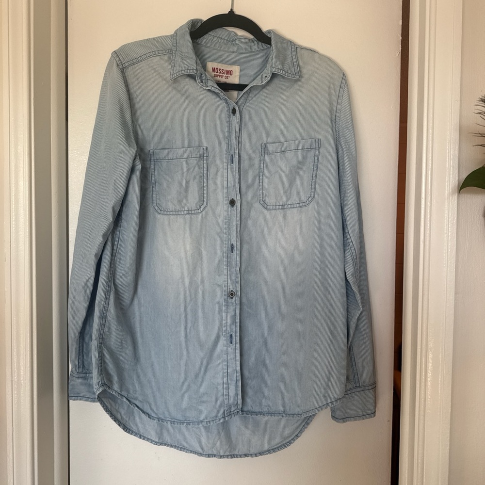 Mossimo Supply Co. Striped Light Blue Button-Up Shirt